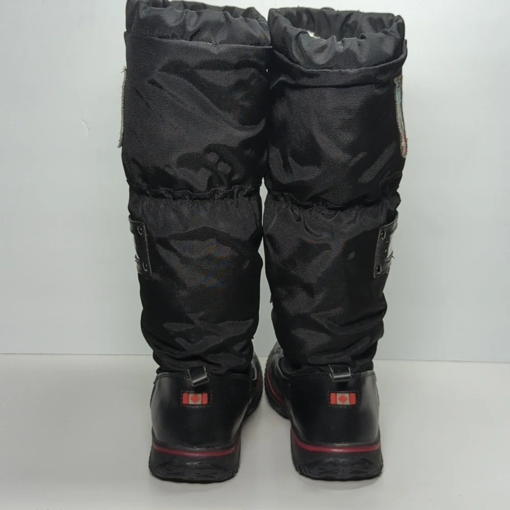 Pajar Canada Tall nylon and leather winter snow boots womans size 5 -5.5 EU 36